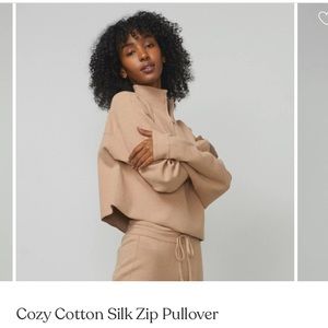 Lunya Cozy Cotton Silk Zip Pullover - Medium